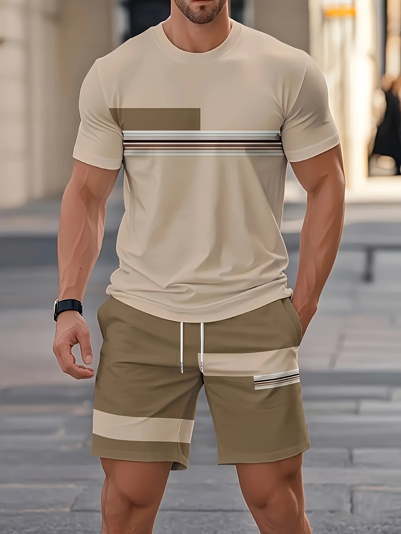 Outdoor Sports Outfit - Summer Men's Sets Casual O-neck Short