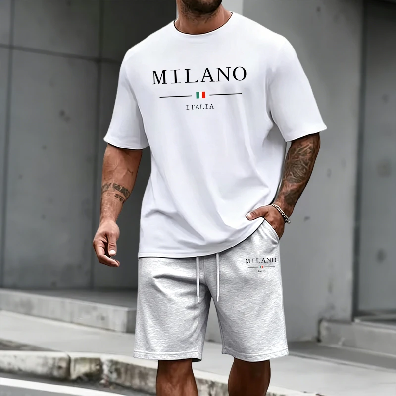 Outdoor Sports Outfit - Men's Tracksuit Short Sleeve Top and