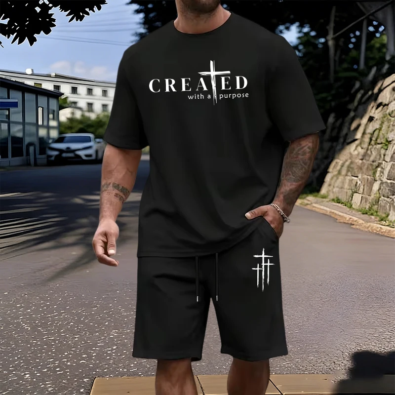 Men's Set 100% Cotton T-shirt  - đánh giá và giá Outdoor Sports Outfit