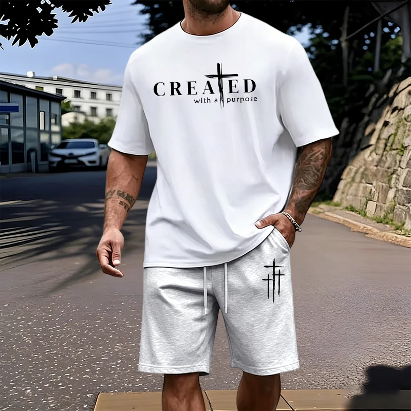 Men's Set 100% Cotton T-shirt  - đánh giá và giá Outdoor Sports Outfit