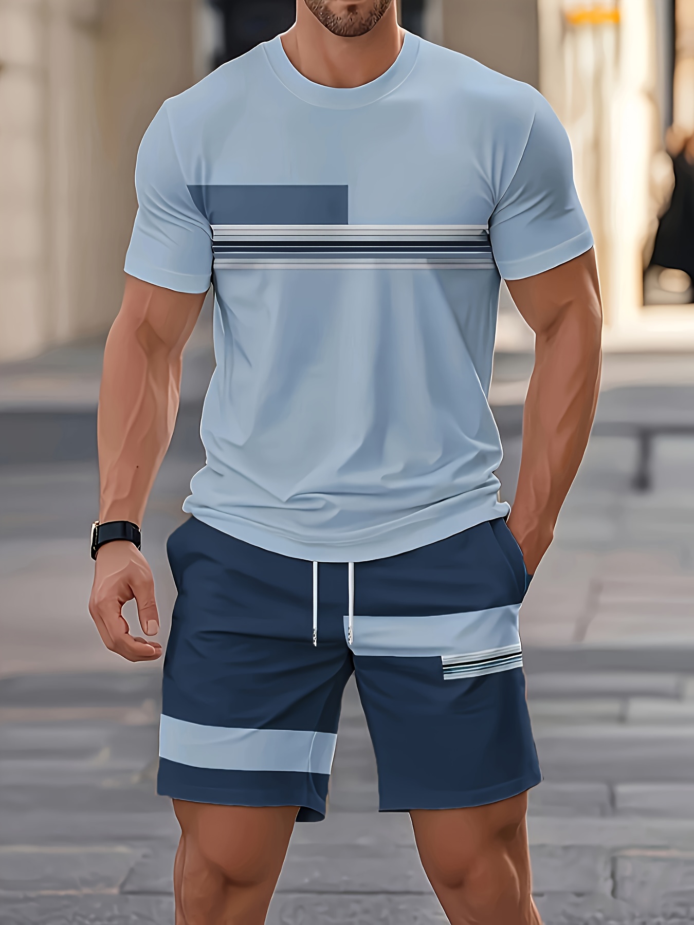 Summer Men's Sets Casual O-nec - đánh giá và giá Outdoor Sports Outfit